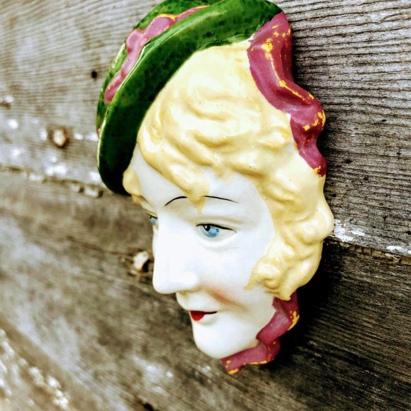 Antique Art Deco Lady Face Wall Hanging 1930’s - Picture 2 of 10